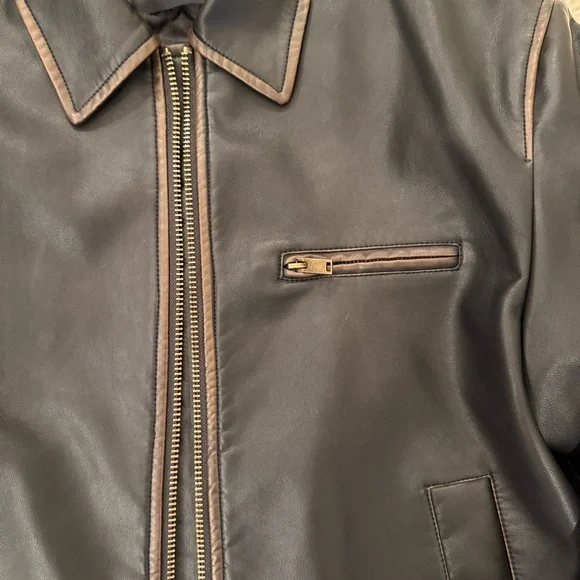 Mango Napoli oversized, worn leather jacket XS NWOT - Picture 4 of 10